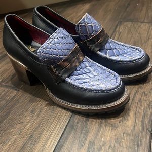 Freebird by Steven Black and Blue Loafers with Textured Design- New No Box
